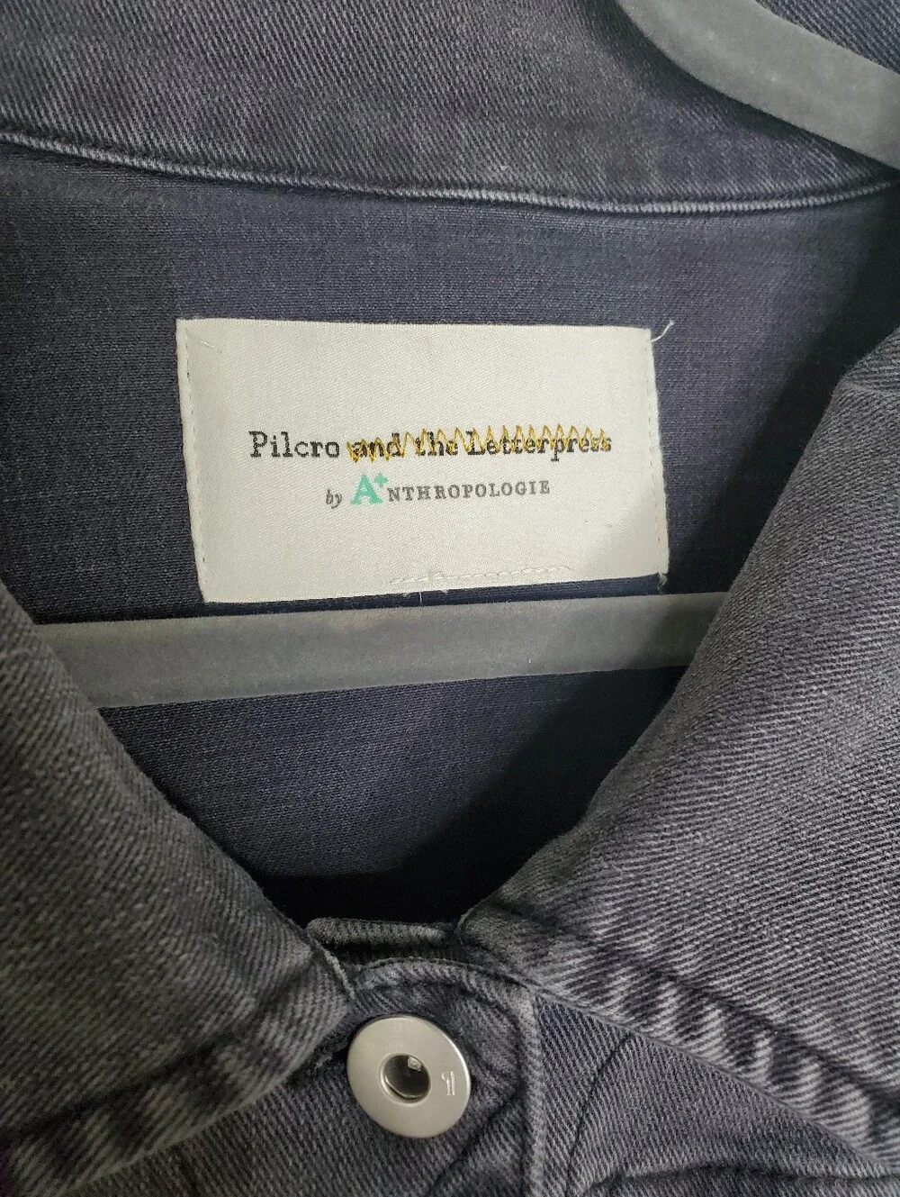 Anthropologie Pilcro And The Letterpress Black Classic Button Front Denim Jacket - Picture 8 of 9